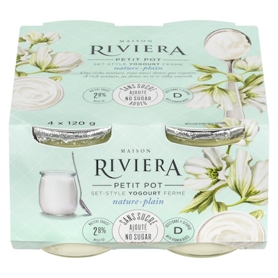 Riviera Yogourt, Plain 4x120.0 g, $1.25/100g