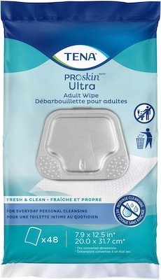 TENA Débarbouillettes ProSkin ultra pour adultes, 48 unités 48 ea, 0,14 $/1ch