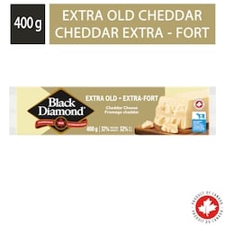 Black Diamond Barre de fromage cheddar blanc extra-fort. 400 g, 1,22 $/100g