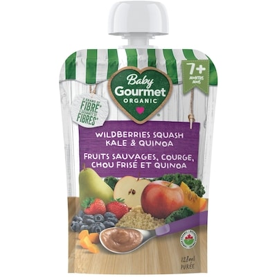 Baby Gourmet Purée Biologique Fruits sauvages, courge, chou frisé et quinoa  128 ml, 1,79 $/100ml