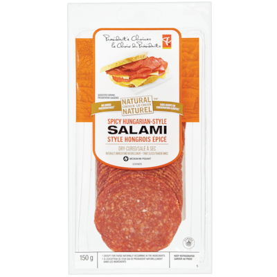 President's Choice Natural Choice Spicy Hungarian Salami 150 g, $5.33/100g