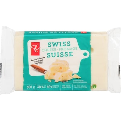 President's Choice Naturally Lactose-Free Swiss Cheese  300 g, $2.26/100g