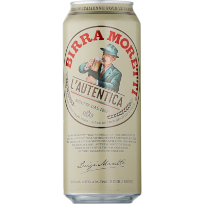 Birra Moretti Bière Moretti, canettes (Pièce d’identité requise au moment du ramassage) 500 ml, 0,77 $/100ml