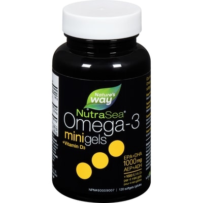 NutraSea Vitamin D Omega 3 EPA and DHA Mini Gels 120 count, Fresh Mint 120 ea, $0.29/1ea