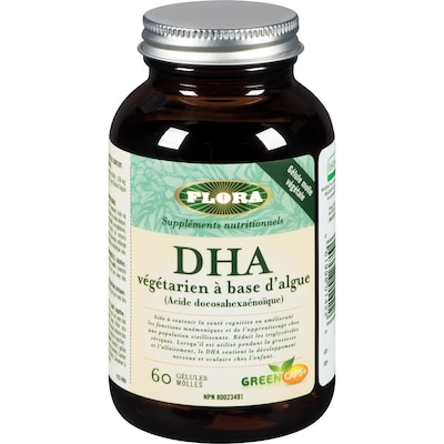 Flora Gélules DHA Vegetarian Algae 60 ea, 0,67 $/1ch