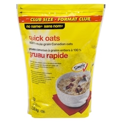 Sans Nom Gruau canadien à grains entiers à 100 %, gruau rapide, Format Club 2.25 kg, 0,31 $/100g