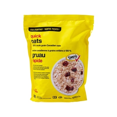 No Name Quick 100% Whole Grain Oats 1 kg, $0.35/100g