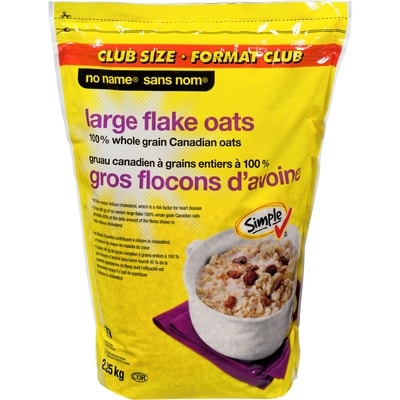 No Name 100% Whole Grain Large Flake Oats, Club Pack 2.25 kg, $0.31/100g