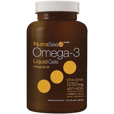 NutraSea Vitamin D Omega 3 EPA and DHA Liquid Gels 60 count, Fresh Mint 60 ea, $0.62/1ea
