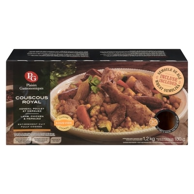 Plaisirs Gastronomiques Couscous royal, avec poulet, agneau et merguez 1.38 kg, 2,10 $/100g