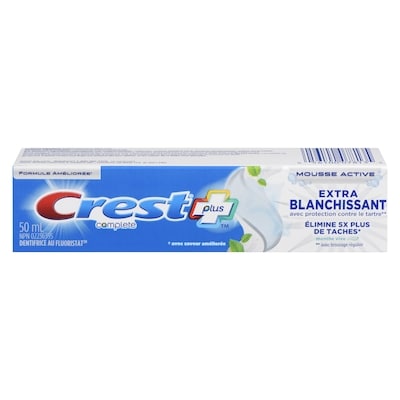 Crest Extra blanchissant avec protection antitartre Dentifrice Menthe vive 50 ml, 3,58 $/100ml