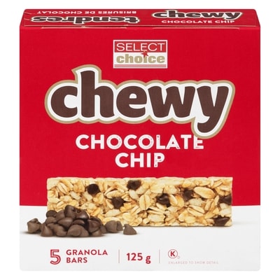 Leclerc Chewy Granola Bars Chocolate Chip 125 g, $0.80/100g