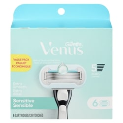 Venus Embrace Extra Smooth Sensitive Women's Razor Blade Refills, 6 Count