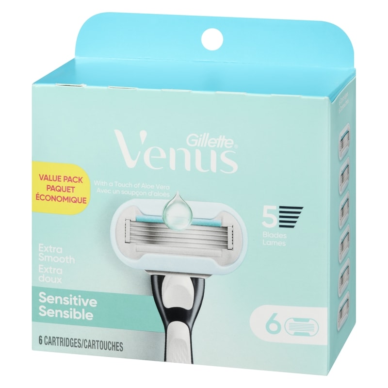 Venus Embrace Extra Smooth Sensitive Women's Razor Blade Refills, 6 Count