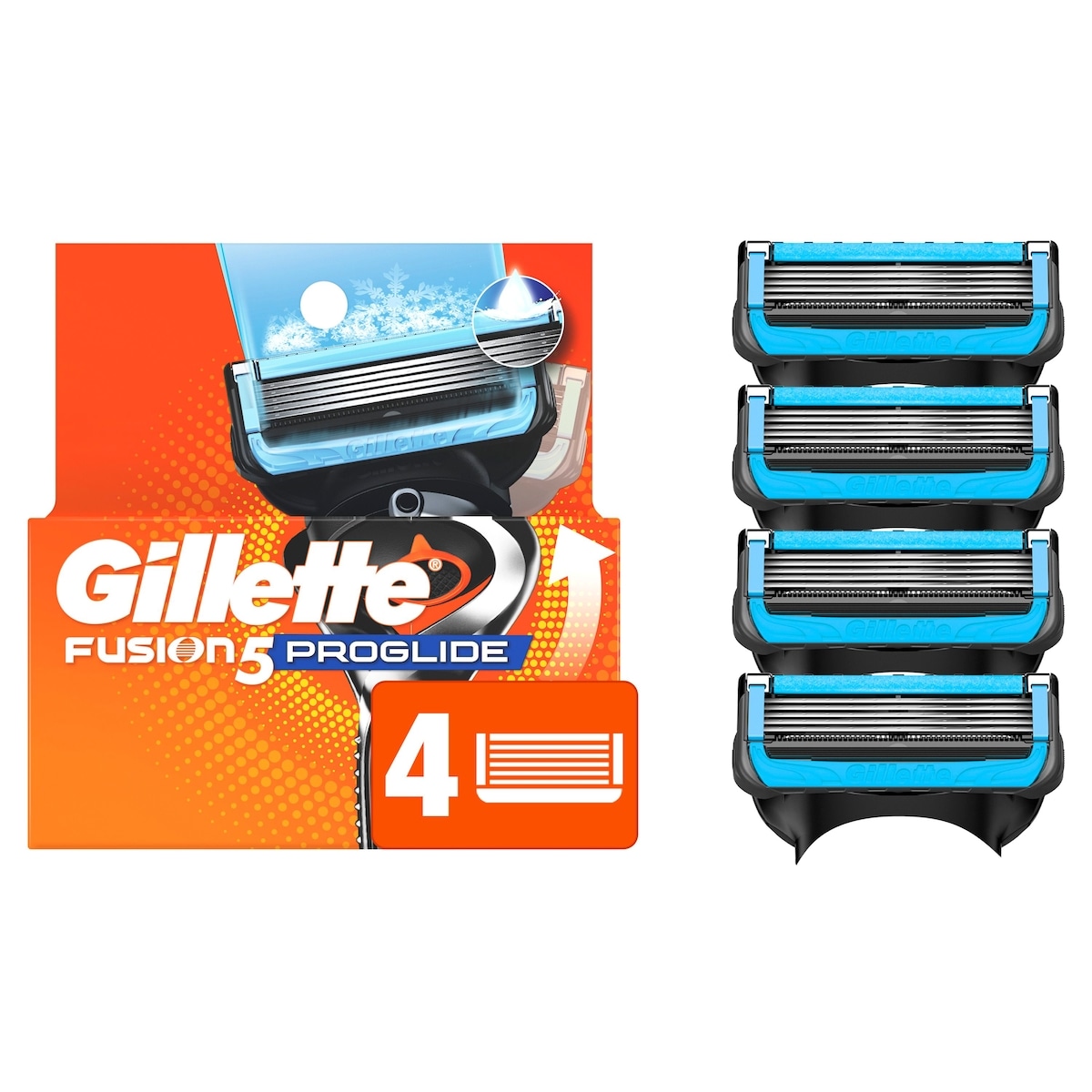 Gillette ProGlide Chill Razor Refills, 4 Razor Cartridges for Flexball Handle, 5-Blade Razor Blades, 2x Cooling Lubrication 4 ea, $7.75/1ea