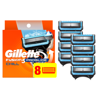 Gillette ProGlide Chill Razor Refills, 8 Razor Cartridges for Flexball Handle, 5-Blade Razor Blades, 2x Cooling Lubrication 8 ea, $6.62/1ea