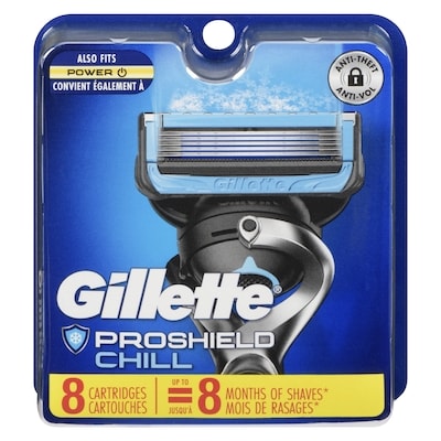 Gillette ProGlide Chill Razor Refills, 8 Razor Cartridges for Flexball Handle, 5-Blade Razor Blades, 2x Cooling Lubrication 8 ea, $6.62/1ea
