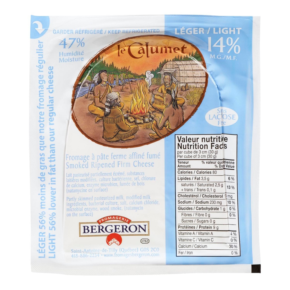 Bergeron Fromage léger Calumet 170 g, 4,71 $/100g