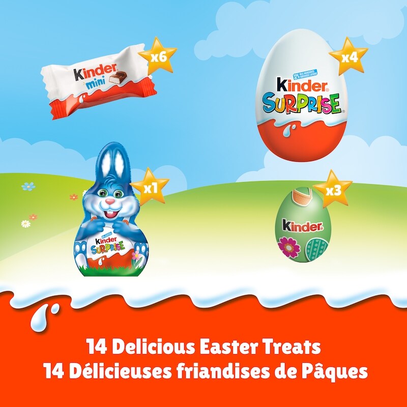 Easter Egg Hunt Kit (Classic), Easter Eggs with Surprise Kids Toys, Chocolate Bars, Mini eggs and Chocolate Bunny, 14 treats