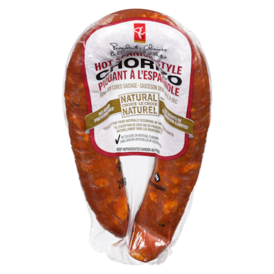 President's Choice Natural Choice Hot Spanish-Style Chorizo Semi-Dry Cured Sausage 250 g, $3.40/100g