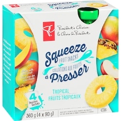 President's Choice Tropical Fruits Squeeze Fruit Snacks - 4x90.0 g