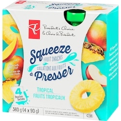 President's Choice Tropical Fruits Squeeze Fruit Snacks - 4x90.0 g