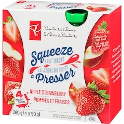 President's Choice Apple Strawberry Squeeze Fruit Snacks - 4x90.0