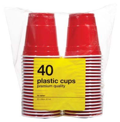 No Name Plastic Cups 9Oz ( Pack Of 40) 1 ea, $0.15/1ea