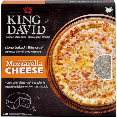 King David Gourmet Kosher Thin Crust Pizza, Mozzarella 440 g, $2.84/100g