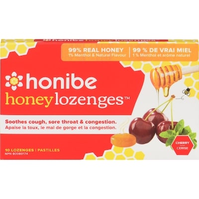 Honibe Pastilles de miel cerise 10 ea, 0,65 $/1ch