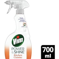 Vim Nettoyant en vaporisateur pour éliminer la graisse tenace et faire briller sans laisser de traces Power & Shine Pour la cuisine avec agent nettoyant d’origine naturelle à 100 % 700 ml, 0,78 $/100ml