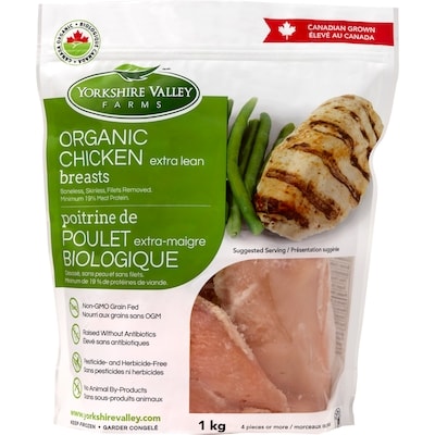 Yorkshire Valley Farms Frozen Seasoned Chicken Breasts Organic Extra Lean 1 kg, $2.90/100g
