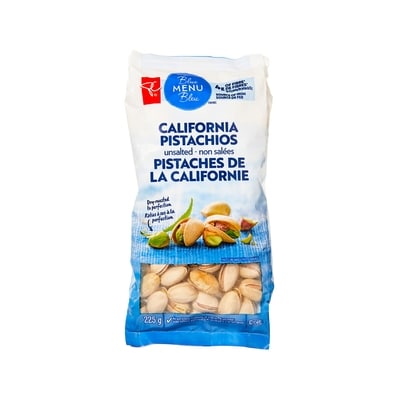 PC Blue Menu Unsalted California Pistachios  225 g, $2.89/100g