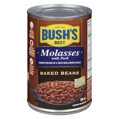 Bush's Best Baked Beans - Molasses with Pork 398 ml, $0.63/100ml