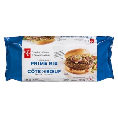 President's Choice Thick & Juicy™ Prime Rib Beef Burger 1.13 kg, $1.68/100g