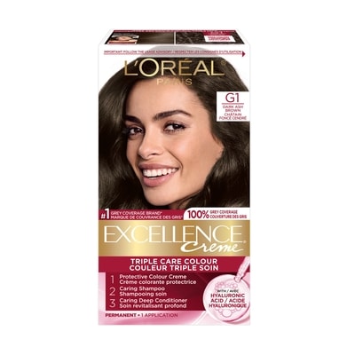 L'Oreal Paris Excellence Crème Hair Dye, Permanent Hair Color G1 Dark Ash Brown 1 ea, $17.49/1ea