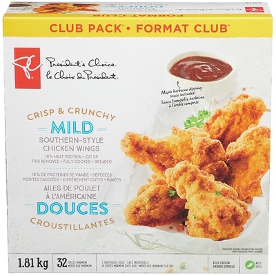 President's Choice Crisp & Crunchy Mild Southern-Style Chicken Wings 1.81 kg, $1.63/100g