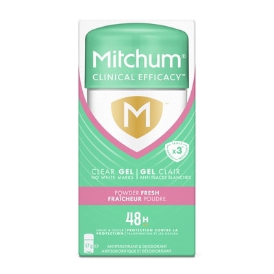 désodorisant et antisudorifique en gel clair efficacité clinique 48H, fraîcheur poudre