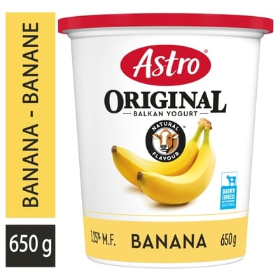 Astro Yogourt banane original de type balkan 3.25 % 650 g, 0,66 $/100g