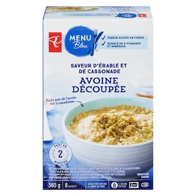 PC Menu Bleu Avoine découpée à saveur d'érable et de cassonade 360 g, 1,11 $/100g