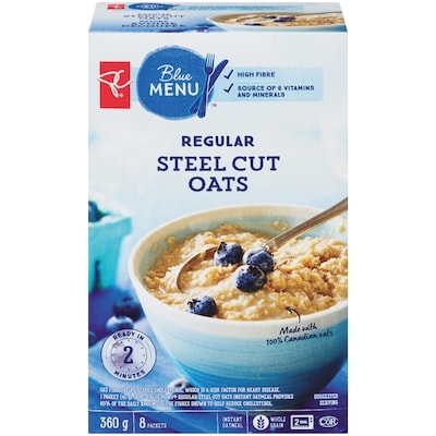 PC Blue Menu Regular Steel Cut Oats 360 g, $1.25/100g