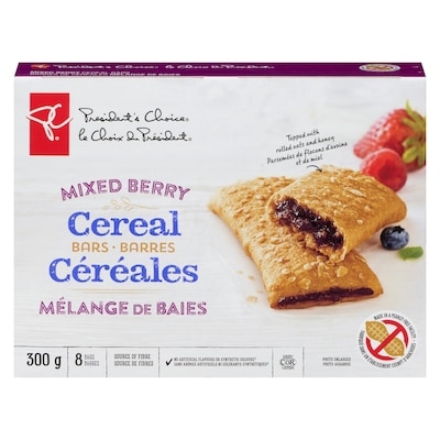President's Choice Mixed Berry Cereal Bars 300 g, $1.33/100g