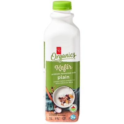 PC Organics Organic Plain Kefir Probiotic Fermented 1% M.F. Milk 1 l, $0.65/100ml