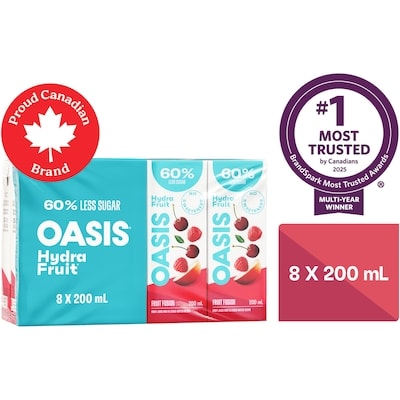 Oasis Hydrafruit Fruit Fusion Fruit Juice Boxes 8x200.0 ml, $0.31/100ml