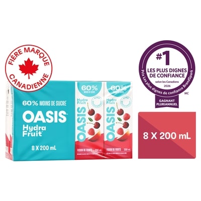 Oasis Boîtes de jus de fruits Fusion de fruits Hydrafruit 8x200.0 ml, 0,37 $/100ml