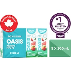 Oasis Hydrafruit Watermelon Apple Fruit Juice Boxes 8x200.0 ml, $0.28/100ml