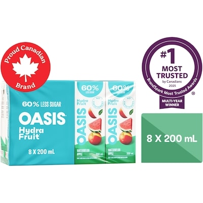 Oasis Hydrafruit Watermelon Apple Fruit Juice Boxes 8x200.0 ml, $0.22/100ml