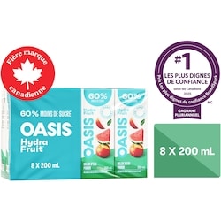 Oasis Boîtes de jus de fruits melon d’eau, pomme Hydrafruit 8x200.0 ml, 0,28 $/100ml