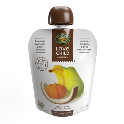 Love Child Organics Organic Bananas, Pumpkin, Pears + Coconut Puree 128 ml, $1.79/100ml