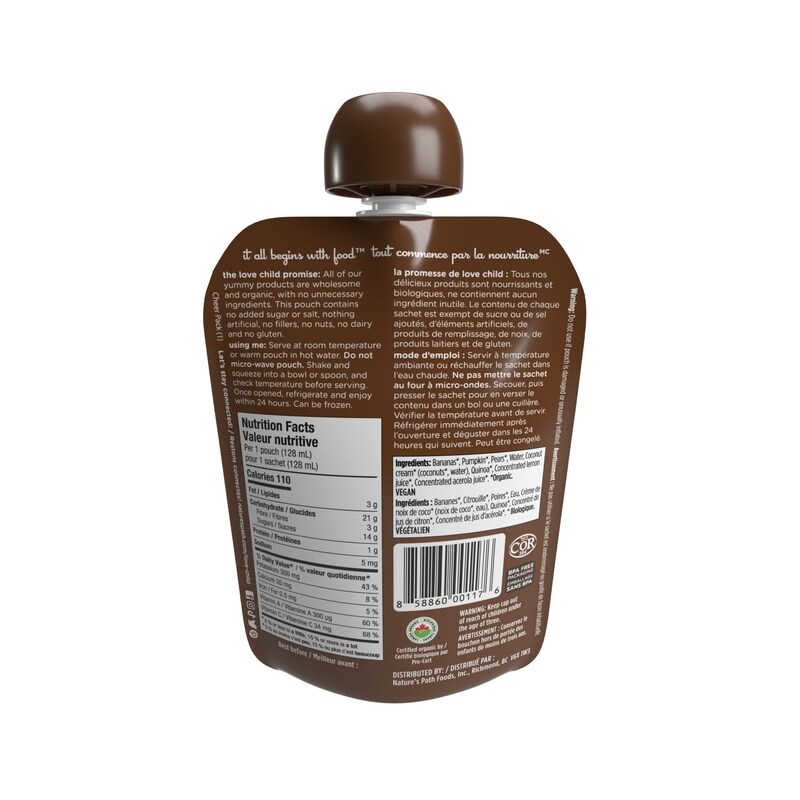 Organic Bananas, Pumpkin, Pears + Coconut Puree